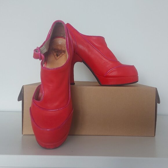 Fluevog Side Buckle Platform Leather Shoes - Size 7 - Picture 2 of 8